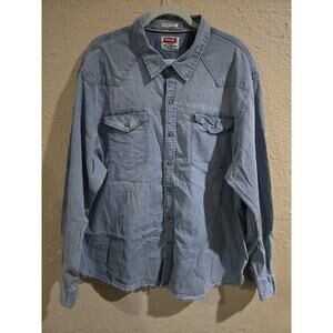 Vintage Wrangler Indigo Denim Long Sleeve Button Up Mens Size 3X